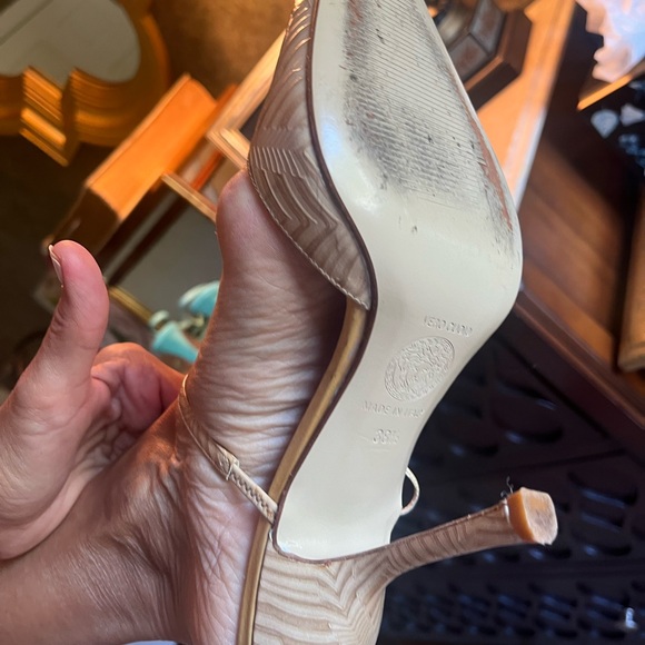 GIANNI VERSACE VERO CUOIO closed toe sling back heels size 38.5 - Picture 13 of 17